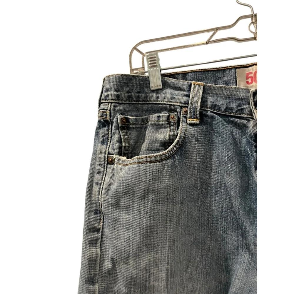 Levi Strauss 501 Cutoff Distressed Denim Jean Shorts Size 33 Button Fly Blue